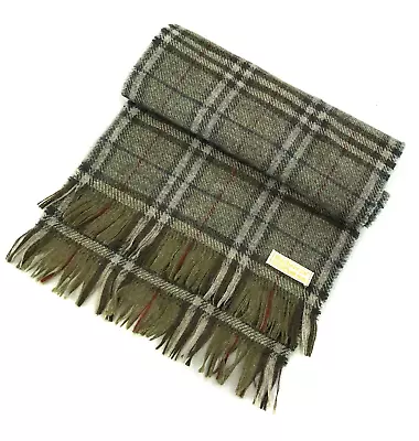 Burberry London Shetland Wool Scarf Brown Grey Nova Check Plaid England Scarf • $105.68