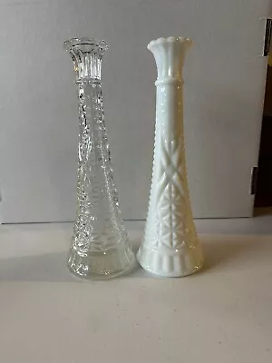 Vintage 9  Clear Glass Bud Vases Set Of 2 • $16.48