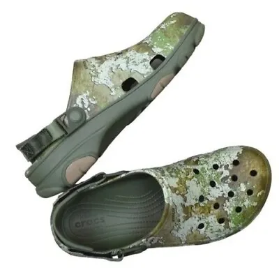 Men's Crocs ALL TERRAiN Strata Khaki Green Clog Slip On Shoes Grey Camo • $46.74
