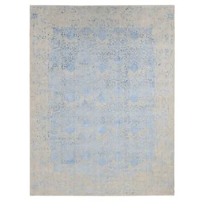 8'9 X11'9  Blue Modern Design Hand Loomed Wool And Art Silk Rug R80797 • $1032.30