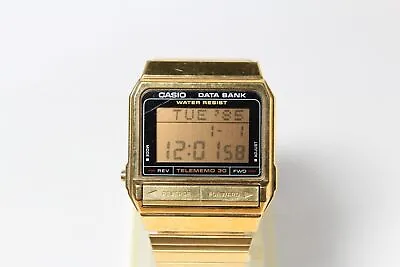 CASIO DATA BANK DB-310 Gold Telememo Retro Watch Vintage Casual Square • $251.10