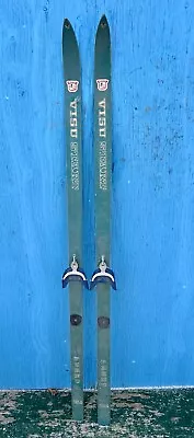 Great Old Wooden Snow Skis Vintage Measuring 59  Inches Long Green Finish • $49.95