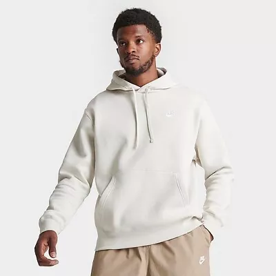 Nike Men's Sportswear Club Fleece Pullover Hoodie Light Bone/White Large *NEW* • $44.99