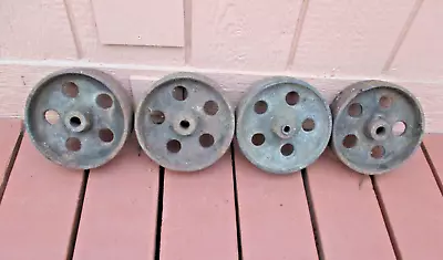 4 Vintage  Antique Industrial Cast Iron Wheels Railroad Cart Steampunk Repurpose • $119