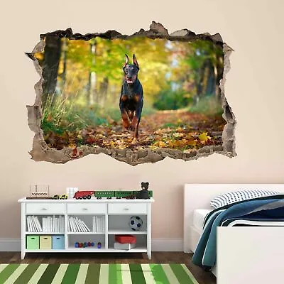 £15.99 • Buy Doberman Pinscher Dog Autumn Trees 3D Wall Sticker Mural Decal Kids Room CS47
