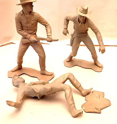 3 Vtg Large Plastic 1964 Louis Marx Plastic Cowboy Figures • $12.99