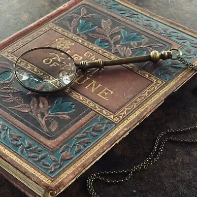 Magnifying Glass Necklace In Vintage Style Brass • $16.14