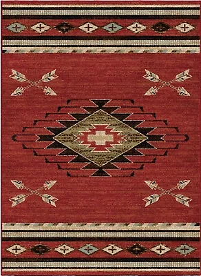 Arrowhead Area Rug Lodge Cabin Southwest Native Beige Red *FREE SHIPPING* • $39.99