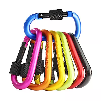 Set Of 6 Aluminum Carabiner D-Ring Clip Hook Climbing Keychain Screw Locking Ku • £6.29