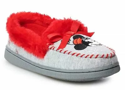 AK Sz 13-1 Disney's Minnie Mouse Girl's Moccasin Slippers Slip On Non Skid NEW • $9