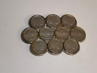 Vintage Buffalo Nickel Belt Buckle Heavy 1939-1937 Indian Head Coins • $16