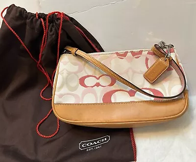 COACH Y2K Vintage Pink Signature C Canvas And Leather Demi Shoulder Bag 7027 • $56