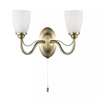 Litecraft Madrid Wall Light 2 Arm With Frosted Glass Shades - Antique Brass      • £28.99