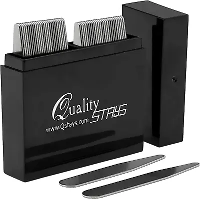 50 Metal Collar Stays In A Divided Box | 50 Men's Collar Stays In A Black Box.  • $12.99