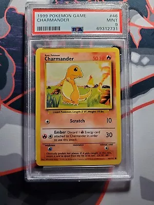 $5 • Buy 1999 Pokemon TCG Base Set Charmander Card #46 - PSA 9 MINT 