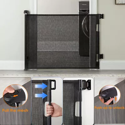 Kid Safety Gate Mesh Pet Dog Security Barrier Safe Stair Fence Guard Retractable • $49.99
