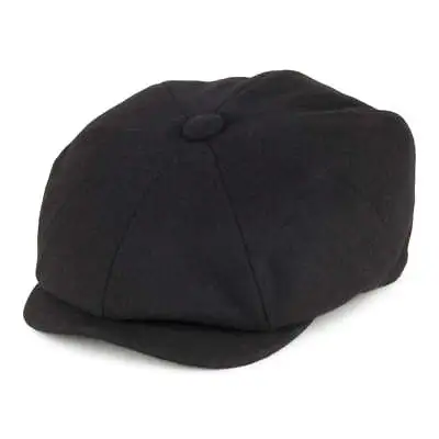 Christys Hats Melton Wool Newsboy Cap - Black • £49.95