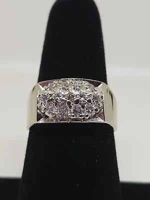 Men's 14k White Gold 1 Carat Natural Diamond Cluster Ring Size 9.5 • $829.99
