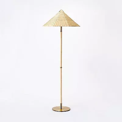 Floor Lamp With Tapered Rattan Shade Brown (Includes LED Light Bulb) - • $64.99