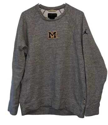 Michigan Wolverines Jordan Brand Crewneck Sweatshirt Grey SZ XL Fits Like Large • $37