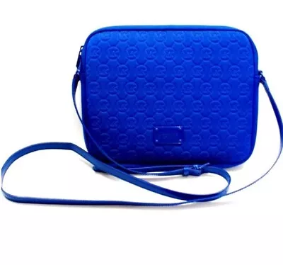 Michael Kors Blue Embossed Soft Neoprene IPad Tablet Crossbody Bag Pouch Case • $24.99