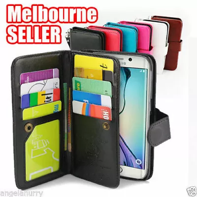For Samsung Galaxy S7 Edge S8 Plus Case Card Magnetic Flip Leather WALLET • $10.96