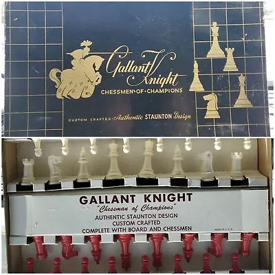 $22.99 • Buy Vintage Gallant Knight Chessmen Of Champions Staunton Chess Set Complete Red