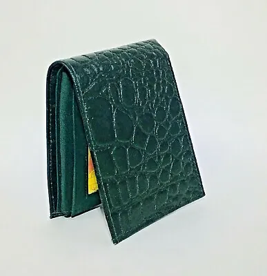 Men's Crocodile Leather Bi-fold Wallets BlkD.GreenCreamW.Red BrwnTangBlue  • $10.99