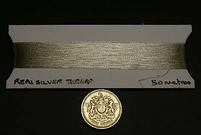 Real Silver Thread Japanese 50 Metres For Embroidery Goldwork And Weaving • £6.95