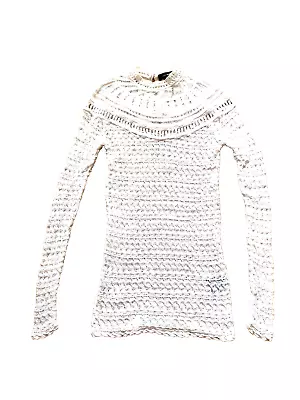 Isabel Marant Dress Davy White Crochet Knit Size38 Long Sleeve Mini • $49