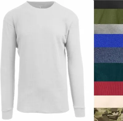 Men's Long Sleeve Waffle Thermal Underwear Crew Neck Shirt Top Baselayer • $12.60