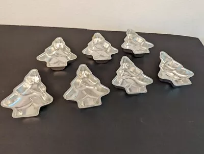 Set Of 7 Vintage Metal Mini Christmas Tree Molds - Cake Jello Soap Candles • $10