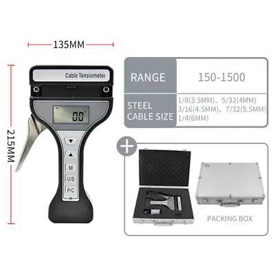 Handheld Wire Rope Tensiometer Portable Steel Cable Tension Meter 150 To 1500N • $1460