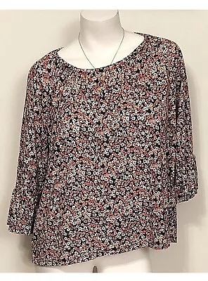 Nwt Women's Michael Kors Grapefruit Floral Tunic Top Size Large Msrp $64.00 • $45