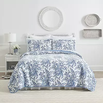 Laura Ashley Quilt Set Reversible Cotton Bedding With Matching Sham Lightweight • $64.99