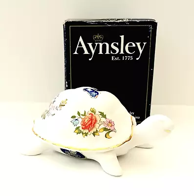 Aynsley Fine Bone China Turtle Cottage Garden Pattern Tortoise Pin Dish Boxed • £14.65