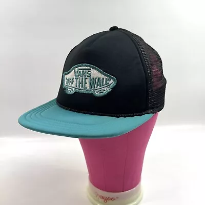 Vans Of The Wall Black Turquoise Skateboarding Adjustable Trucker Hat Cap • $14.44