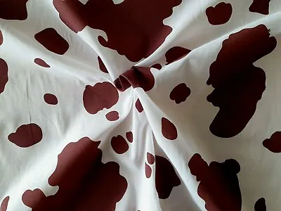 Brown & White Cow Design Polycotton Fabric/Material - 1 Full Metre • £4.80