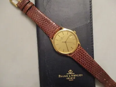 Men's Vintage 14K Gold Baume & Mercier Geneve Watch W/Orig. Case & Papers • $759.20