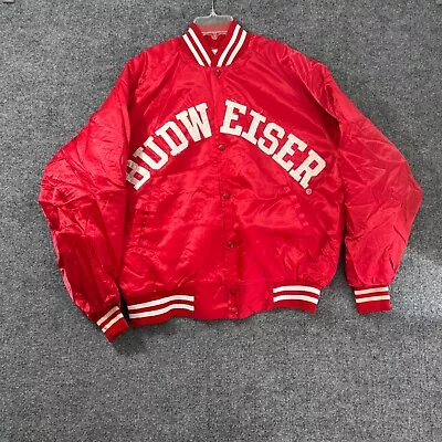 Vintage 80's BUDWEISER Satin Jacket Red Members Only Jacket Mens Large USA • $69.06