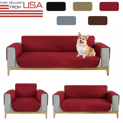 $21.42 • Buy Quilted Sofa Cover Pet Dog Kid Couch Chair Slipcover Protector Mat Waterproof US