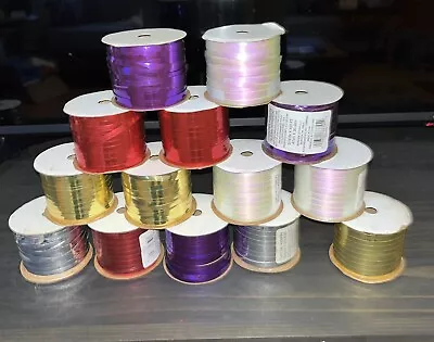 LOT Of 14 Spools Metallic Curling Balloon Ribbon (New & Partial 100-ft Rolls) • $12.75