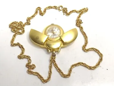 Vintage Lady Bug Gold Tone Watch Pendant Necklace FTC LTD Hong Kong • $14.99