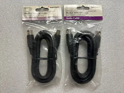 Lot Of 2 Radio Shack 6 Ft. Midi/Din Cables 5-pin Male To 5-pin Male 420-2151 New • $24.99