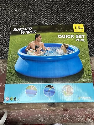 SUMMER WAVES NARWHAL QUICK SET SWIMMING POOL 1.5m 5ft X15 In • £19.99
