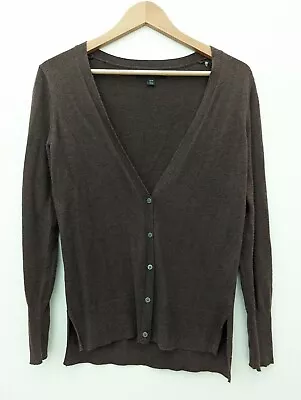 MOSSIMO Chocolate Brown V-Neck Half Button Down Knit Cardigan Sweater Size XS • $5.99