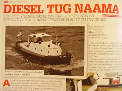 Original Model Boat Plan 2013 Diesel Motor Tug Namma Scale 1:15 • $12.62