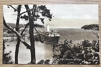 A Vintage Postcard - Steamer At Pier - Menai Bridge • £1.99