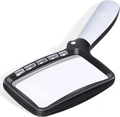 Rectangular 3X Magnifying Glass With Light Reading Book Magnifier Large Foldable • £11.89