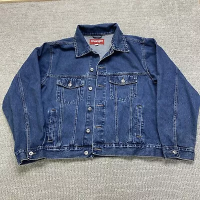 Wrangler Hero Trucker Jacket Men's Size  X-Large Denim Blue Button Up Vintage • $25